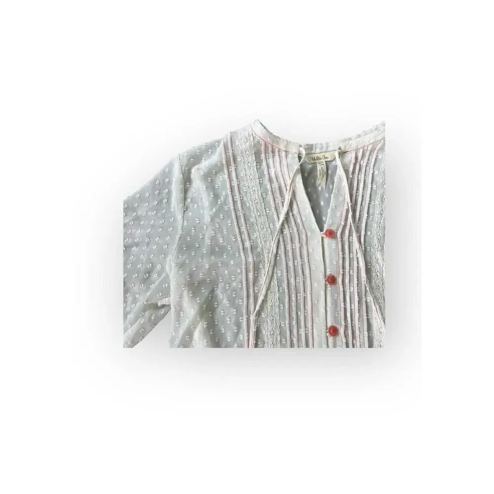 Matilda Jane Light the Way Swiss Dot Blouse White Large - Picture 6 of 9